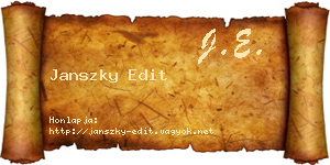 Janszky Edit névjegykártya